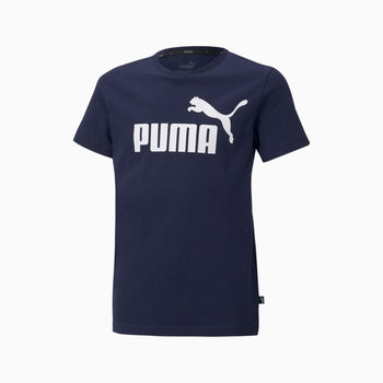 T-shirt blu da bambino Puma Essentials Logo, Abbigliamento Sport, SKU a762000012, Immagine 0